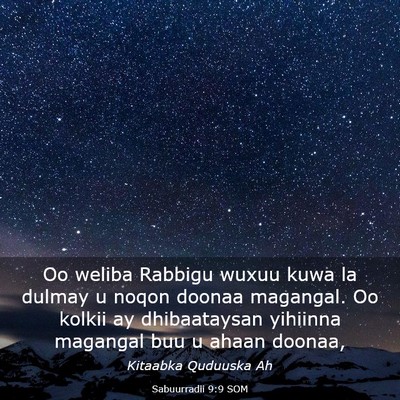 Picture 03 - Sabuurradii 9:9 SOM - Oo weliba Rabbigu wuxuu kuwa la dulmay u noqon - Bible Verse Picture