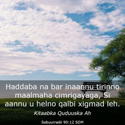 Picture 03 - Sabuurradii 90:12 SOM - Haddaba na bar inaannu tirinno maalmaha - Bible Verse Picture