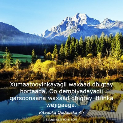 Picture 03 - Sabuurradii 90:8 SOM - Xumaatooyinkayagii waxaad dhigtay hortaada, Oo - Bible Verse Picture