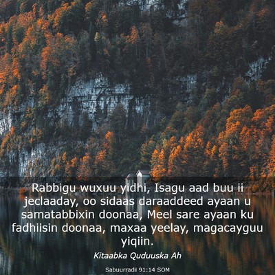 Picture 03 - Sabuurradii 91:14 SOM - Rabbigu wuxuu yidhi, Isagu aad buu ii jeclaaday, - Bible Verse Picture