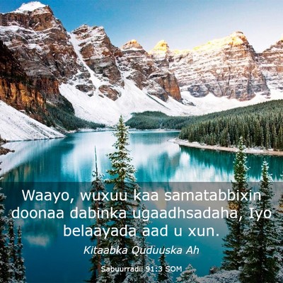Picture 03 - Sabuurradii 91:3 SOM - Waayo, wuxuu kaa samatabbixin doonaa dabinka - Bible Verse Picture