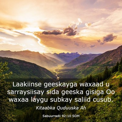 Picture 03 - Sabuurradii 92:10 SOM - Laakiinse geeskayga waxaad u sarraysiisay sida - Bible Verse Picture