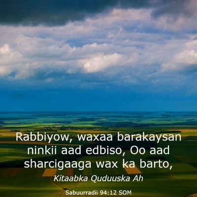 Picture 03 - Sabuurradii 94:12 SOM - Rabbiyow, waxaa barakaysan ninkii aad edbiso, Oo - Bible Verse Picture