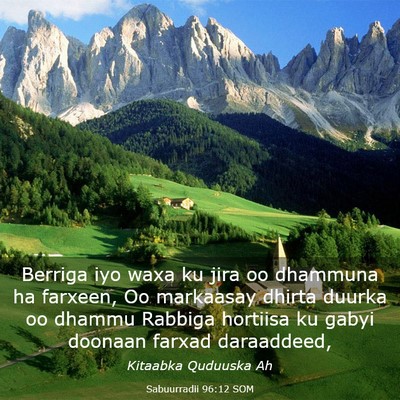 Picture 03 - Sabuurradii 96:12 SOM - Berriga iyo waxa ku jira oo dhammuna ha farxeen, - Bible Verse Picture