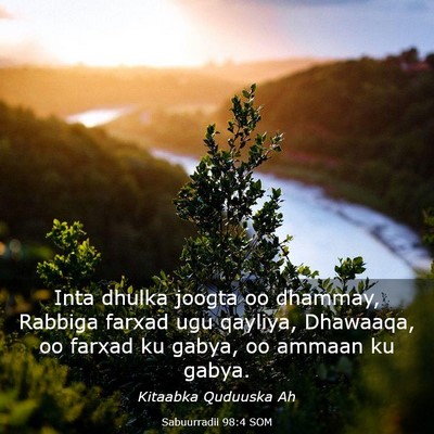 Picture 03 - Sabuurradii 98:4 SOM - Inta dhulka joogta oo dhammay, Rabbiga farxad ugu - Bible Verse Picture
