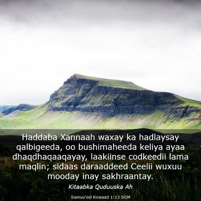 Picture 03 - Samuu'eel Kowaad 1:13 SOM - Haddaba Xannaah waxay ka hadlaysay qalbigeeda, oo - Bible Verse Picture