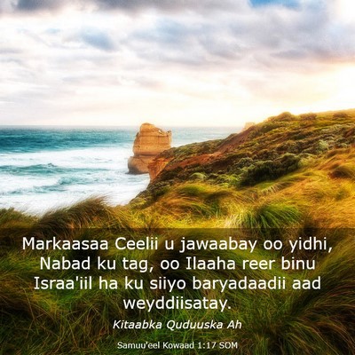 Picture 03 - Samuu'eel Kowaad 1:17 SOM - Markaasaa Ceelii u jawaabay oo yidhi, Nabad ku - Bible Verse Picture