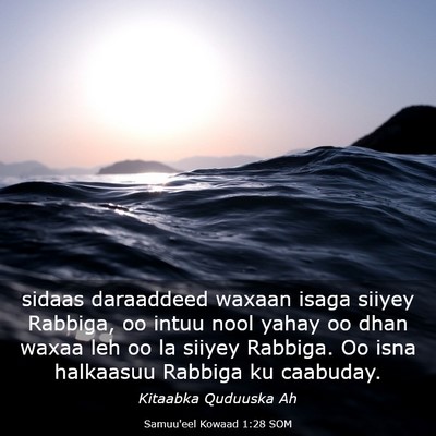 Picture 03 - Samuu'eel Kowaad 1:28 SOM - sidaas daraaddeed waxaan isaga siiyey Rabbiga, oo - Bible Verse Picture