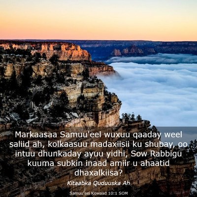 Picture 03 - Samuu'eel Kowaad 10:1 SOM - Markaasaa Samuu'eel wuxuu qaaday weel saliid ah, - Bible Verse Picture