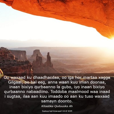 Picture 03 - Samuu'eel Kowaad 10:8 SOM - Oo waxaad ku dhaadhacdaa, oo iga hor martaa xagga - Bible Verse Picture