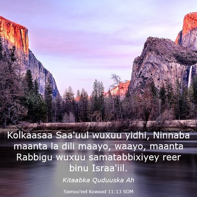 Picture 03 - Samuu'eel Kowaad 11:13 SOM - Kolkaasaa Saa'uul wuxuu yidhi, Ninnaba maanta la - Bible Verse Picture