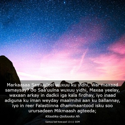 Picture 03 - Samuu'eel Kowaad 13:11 SOM - Markaasaa Samuu'eel wuxuu ku yidhi, War maxaad - Bible Verse Picture