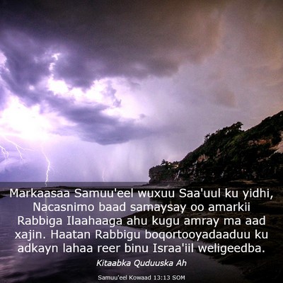 Picture 03 - Samuu'eel Kowaad 13:13 SOM - Markaasaa Samuu'eel wuxuu Saa'uul ku yidhi, - Bible Verse Picture