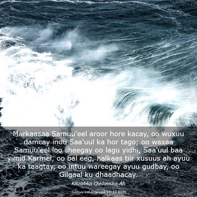 Picture 03 - Samuu'eel Kowaad 15:12 SOM - Markaasaa Samuu'eel aroor hore kacay, oo wuxuu - Bible Verse Picture