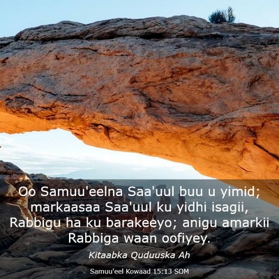 Picture 03 - Samuu'eel Kowaad 15:13 SOM - Oo Samuu'eelna Saa'uul buu u yimid; markaasaa - Bible Verse Picture