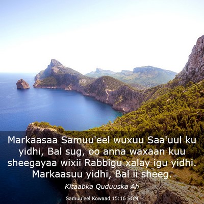 Picture 03 - Samuu'eel Kowaad 15:16 SOM - Markaasaa Samuu'eel wuxuu Saa'uul ku yidhi, Bal - Bible Verse Picture