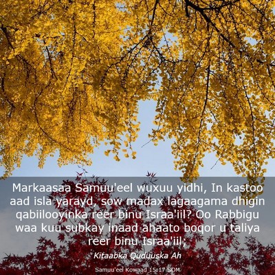 Picture 03 - Samuu'eel Kowaad 15:17 SOM - Markaasaa Samuu'eel wuxuu yidhi, In kastoo aad - Bible Verse Picture