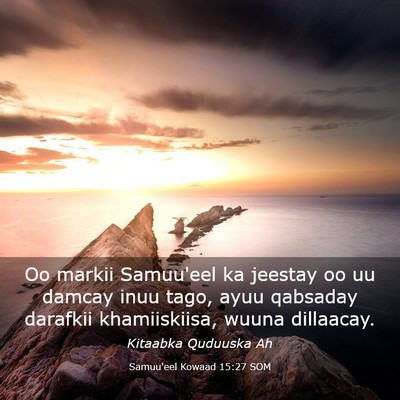 Picture 03 - Samuu'eel Kowaad 15:27 SOM - Oo markii Samuu'eel ka jeestay oo uu damcay inuu - Bible Verse Picture