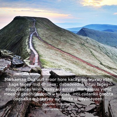 Picture 03 - Samuu'eel Kowaad 17:20 SOM - Markaasaa Daa'uud aroor hore kacay, oo wuxuu - Bible Verse Picture