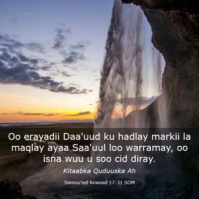 Picture 03 - Samuu'eel Kowaad 17:31 SOM - Oo erayadii Daa'uud ku hadlay markii la maqlay - Bible Verse Picture