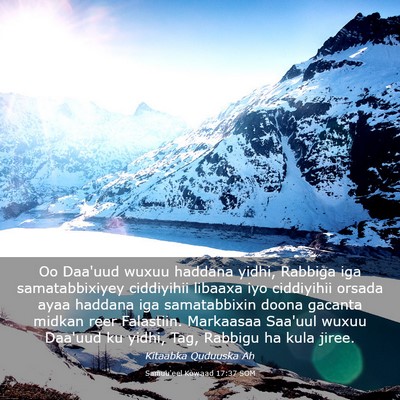 Picture 03 - Samuu'eel Kowaad 17:37 SOM - Oo Daa'uud wuxuu haddana yidhi, Rabbiga iga - Bible Verse Picture