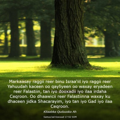 Picture 03 - Samuu'eel Kowaad 17:52 SOM - Markaasay raggii reer binu Israa'iil iyo raggii - Bible Verse Picture