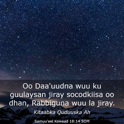 Picture 03 - Samuu'eel Kowaad 18:14 SOM - Oo Daa'uudna wuu ku guulaysan jiray socodkiisa oo - Bible Verse Picture