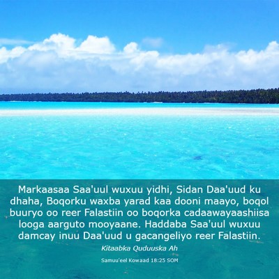 Picture 03 - Samuu'eel Kowaad 18:25 SOM - Markaasaa Saa'uul wuxuu yidhi, Sidan Daa'uud ku - Bible Verse Picture