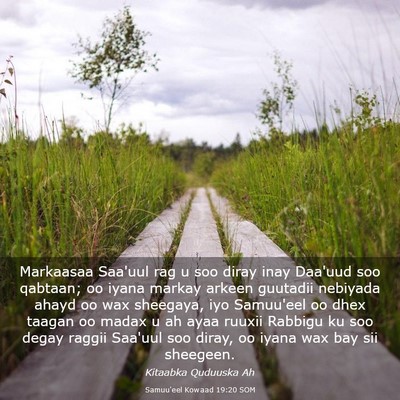 Picture 03 - Samuu'eel Kowaad 19:20 SOM - Markaasaa Saa'uul rag u soo diray inay Daa'uud - Bible Verse Picture