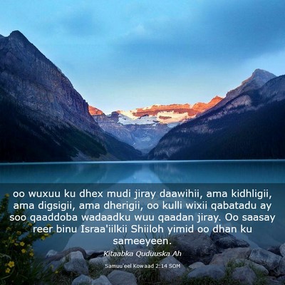 Picture 03 - Samuu'eel Kowaad 2:14 SOM - oo wuxuu ku dhex mudi jiray daawihii, ama - Bible Verse Picture