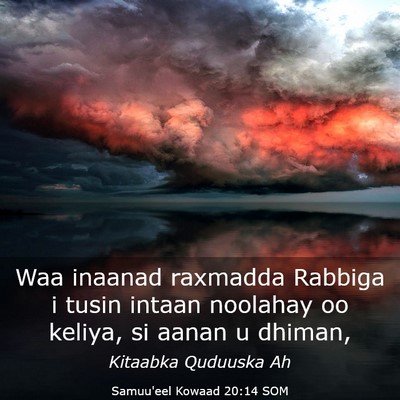 Picture 03 - Samuu'eel Kowaad 20:14 SOM - Waa inaanad raxmadda Rabbiga i tusin intaan - Bible Verse Picture