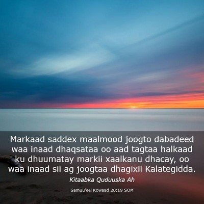 Picture 03 - Samuu'eel Kowaad 20:19 SOM - Markaad saddex maalmood joogto dabadeed waa inaad - Bible Verse Picture