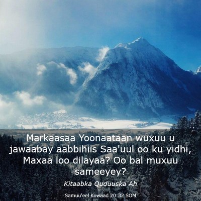 Picture 03 - Samuu'eel Kowaad 20:32 SOM - Markaasaa Yoonaataan wuxuu u jawaabay aabbihiis - Bible Verse Picture