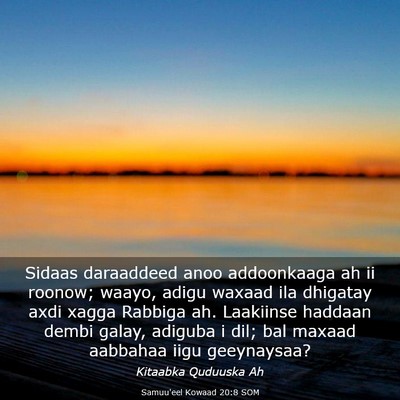 Picture 03 - Samuu'eel Kowaad 20:8 SOM - Sidaas daraaddeed anoo addoonkaaga ah ii roonow; - Bible Verse Picture