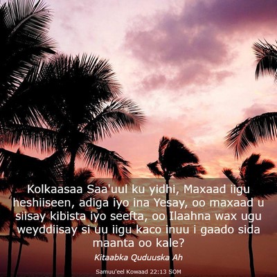 Picture 03 - Samuu'eel Kowaad 22:13 SOM - Kolkaasaa Saa'uul ku yidhi, Maxaad iigu - Bible Verse Picture