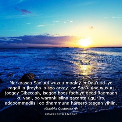 Picture 03 - Samuu'eel Kowaad 22:6 SOM - Markaasaa Saa'uul wuxuu maqlay in Daa'uud iyo - Bible Verse Picture