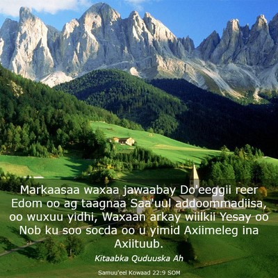 Picture 03 - Samuu'eel Kowaad 22:9 SOM - Markaasaa waxaa jawaabay Do'eeggii reer Edom oo - Bible Verse Picture