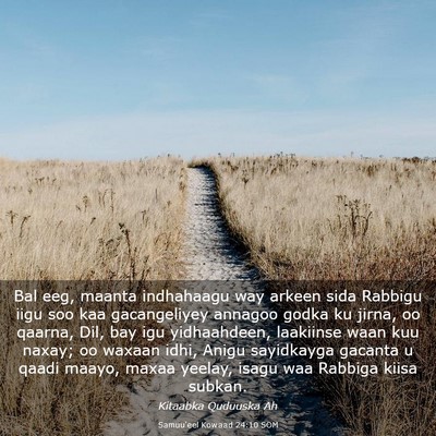 Picture 03 - Samuu'eel Kowaad 24:10 SOM - Bal eeg, maanta indhahaagu way arkeen sida - Bible Verse Picture