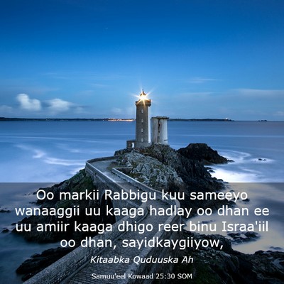 Picture 03 - Samuu'eel Kowaad 25:30 SOM - Oo markii Rabbigu kuu sameeyo wanaaggii uu kaaga - Bible Verse Picture
