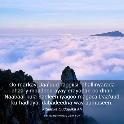 Picture 03 - Samuu'eel Kowaad 25:9 SOM - Oo markay Daa'uud raggiisii dhallinyarada ahaa - Bible Verse Picture