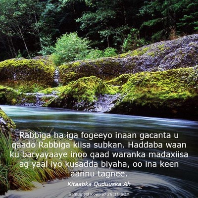 Picture 03 - Samuu'eel Kowaad 26:11 SOM - Rabbiga ha iga fogeeyo inaan gacanta u qaado - Bible Verse Picture