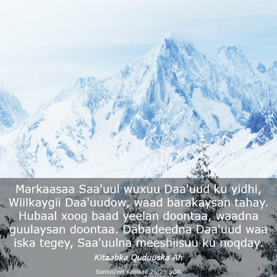 Picture 03 - Samuu'eel Kowaad 26:25 SOM - Markaasaa Saa'uul wuxuu Daa'uud ku yidhi, - Bible Verse Picture