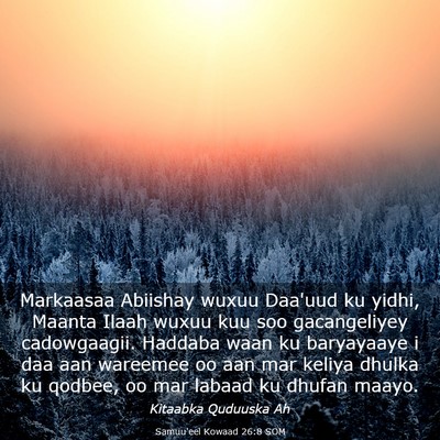 Picture 03 - Samuu'eel Kowaad 26:8 SOM - Markaasaa Abiishay wuxuu Daa'uud ku yidhi, Maanta - Bible Verse Picture