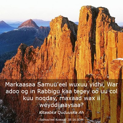Picture 03 - Samuu'eel Kowaad 28:16 SOM - Markaasaa Samuu'eel wuxuu yidhi, War adoo og in - Bible Verse Picture