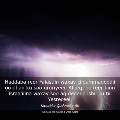 Picture 03 - Samuu'eel Kowaad 29:1 SOM - Haddaba reer Falastiin waxay ciidammadoodii oo - Bible Verse Picture