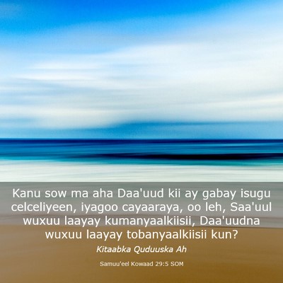 Picture 03 - Samuu'eel Kowaad 29:5 SOM - Kanu sow ma aha Daa'uud kii ay gabay isugu - Bible Verse Picture