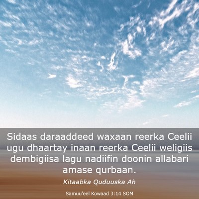 Picture 03 - Samuu'eel Kowaad 3:14 SOM - Sidaas daraaddeed waxaan reerka Ceelii ugu - Bible Verse Picture
