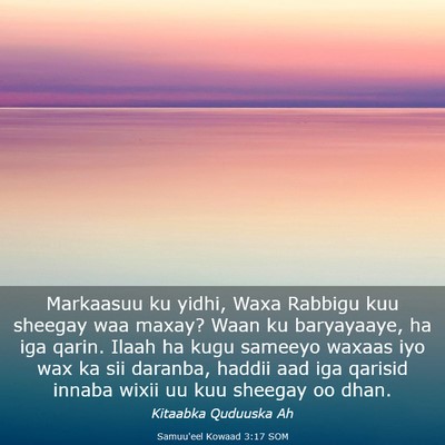 Picture 03 - Samuu'eel Kowaad 3:17 SOM - Markaasuu ku yidhi, Waxa Rabbigu kuu sheegay waa - Bible Verse Picture