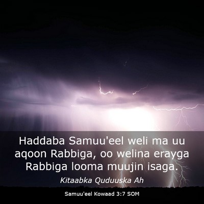 Picture 03 - Samuu'eel Kowaad 3:7 SOM - Haddaba Samuu'eel weli ma uu aqoon Rabbiga, oo - Bible Verse Picture