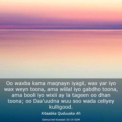 Picture 03 - Samuu'eel Kowaad 30:19 SOM - Oo waxba kama maqnayn iyagii, wax yar iyo wax - Bible Verse Picture